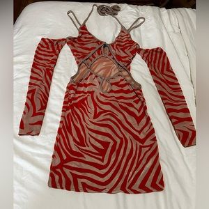 Orange & Nude animal print mini dress